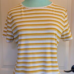 Croft & Barrow Classic Tee in a Yellow and White Stripe - Size M